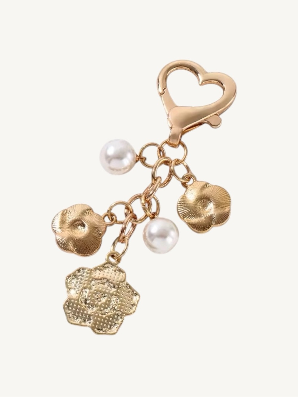 Enamel and Gold Charm Keychain Bag Charm Floral Bee Butterfly Purse Charm - Picture 9 of 16
